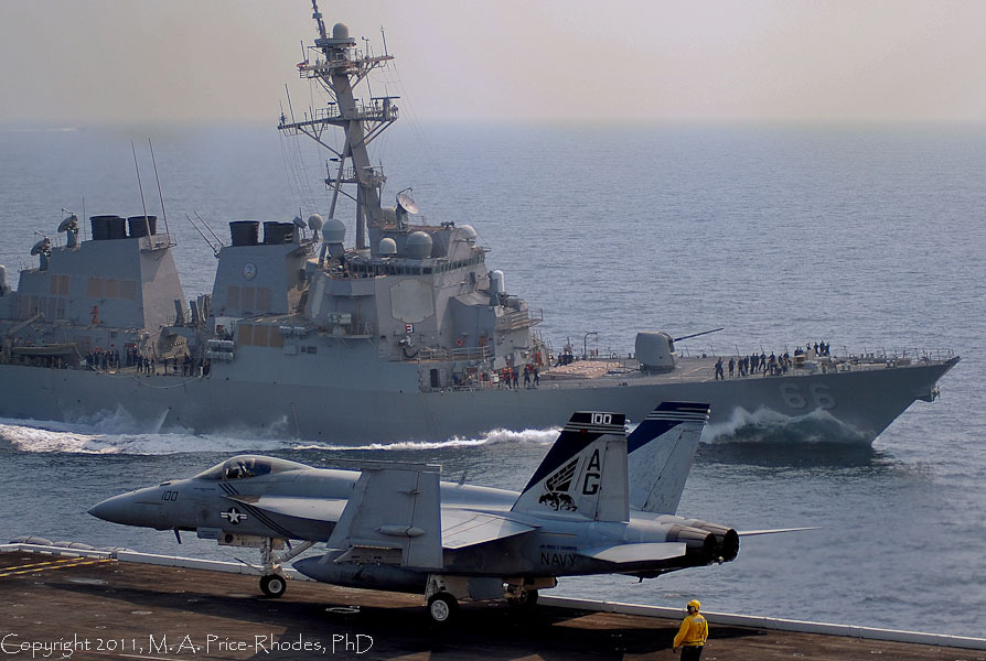 F/A 18 Pukin Dogs (VFA-143)and USS GONZALEZ (DDG 66)